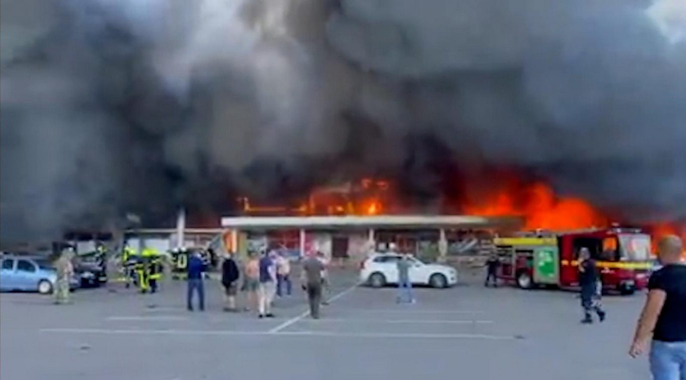 A Russian Airstrike Hit A Busy Central Ukrainian Shopping Mall, Causing Fears Of Mass Casualties.